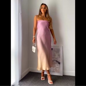 Zara strapless satin effect dress